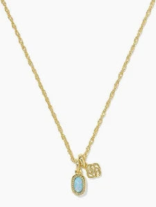 Mini Elisa Dira Necklace Gold Blue Lab Grown Opal