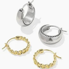 Gabriella Set Huggie Ear mixed Metals