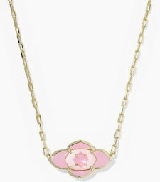 Abbie Medallion Pendant Necklace Gold Pink Mix