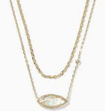 Ophelia Multi Strand Necklace Gold Iridescent Abalone
