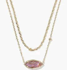 Ophelia Multi Strand Necklace Gold Lt Mauve Illusion