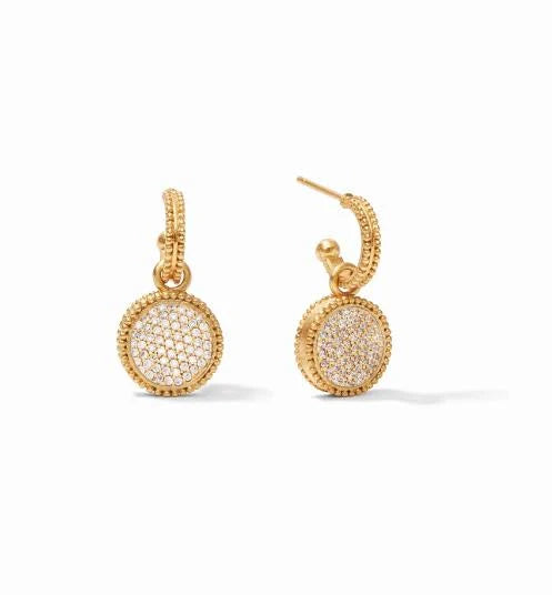 Fleur-de-Lis Hoop & Charm Earring- Gold
