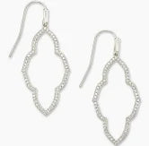 Abbie Small Rhodium Open Frame Earrings in White Crystal