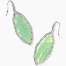 Ophelia Small Drop Earring Rhodium Mint Irid Abalone