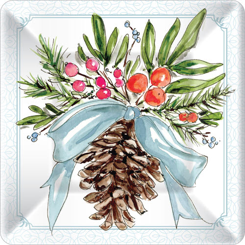 Pinecones & Ribbons Salad/Dessert Plates