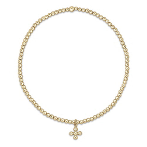 Classic Gold 2mm Bead-Beaded Signature Cross Small Gold Charm