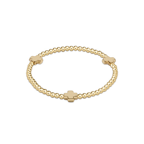 Signature Cross Gold Pattern 3mm Bead Bracelet