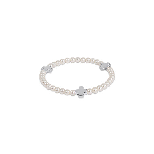 Signature cross pearl 4mm sterling