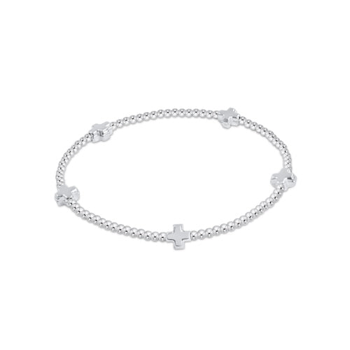 Signature Cross Small Sterling Pattern 2mm Bead Bracelet-Sterling