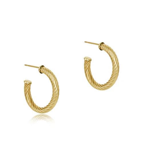 Round Gold 0.5" Post Hoop-4mm-Textured Twist