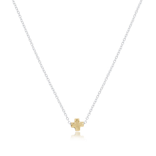 16" Necklace Sterling Mixed Metal - Signature Cross Small Gold