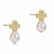 enewton Signature Cross Off White Stud - Gold