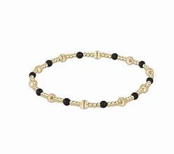 Dignity Sincerity Pattern 4mm Bead Bracelet - Faceted Onyx