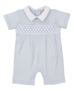 Blue Short Play with Hand Smocking