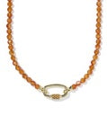 Emery Beaded Strand Necklace Gold Orange Agate
