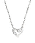 Emery Heart Pendent Necklace Silver White Cz