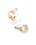 EMERY HEART HOOP EARRINGS GOLD WHITE CZ