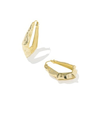 ADRIANA SCALLOP FRAME HOOP EARRINGS - GOLD