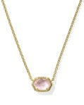 DAPHNE FRAME SHORT PENDANT NECKLACE-Gold Light Pink Mother Of Pearl