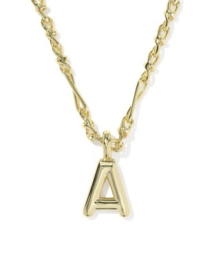 BUBBLE LETTER SHORT PENDANT NECKLACE GOLD