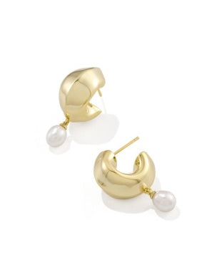 OAKLAND PEARL HUGGIE EARRINGS GOLD FRESHWATER CULTURED PEARL