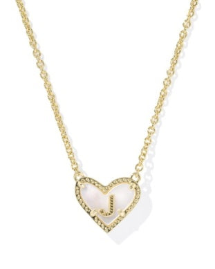 Heart Letter Pendant Necklace Gold