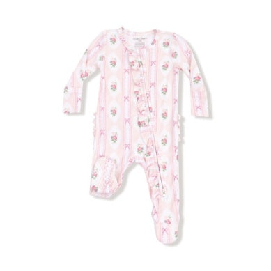 Ogee Lace Floral - 2 Way Ruffle Zipper Footie