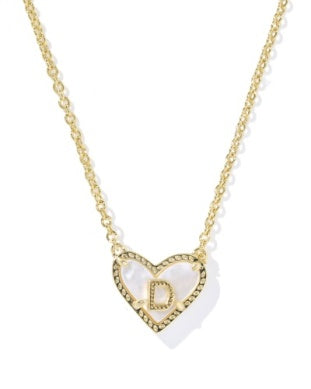 Heart Letter Pendant Necklace Gold