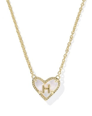 Heart Letter Pendant Necklace Gold