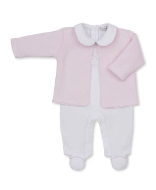 Giraffe Laughs - Footie w/ jacket pink