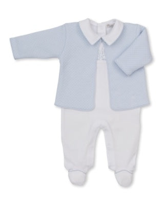 Giraffe Laughs - Footie w/ jacket blue
