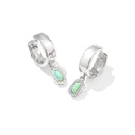 Mini Ellie Silver Wide Huggie Earrings in Green Lab Grown Opal