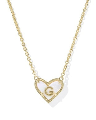Heart Letter Pendant Necklace Gold