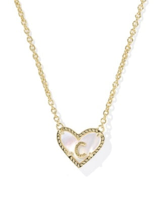 Heart Letter Pendant Necklace Gold