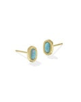 Mini Ellie Stud Earring - Gold Light Teal Kyocera Opal