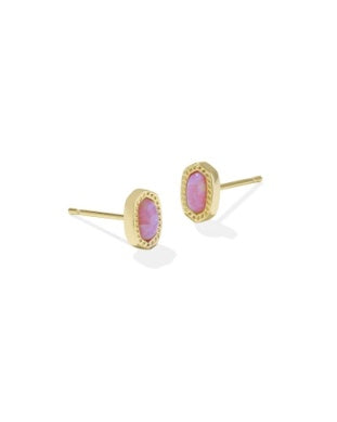 Mini Ellie Stud Earring - Gold Carnation Opal