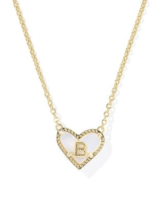 Heart Letter Pendant Necklace Gold
