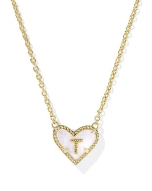 Heart Letter Pendant Necklace Gold