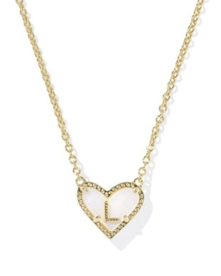Heart Letter Pendant Necklace Gold