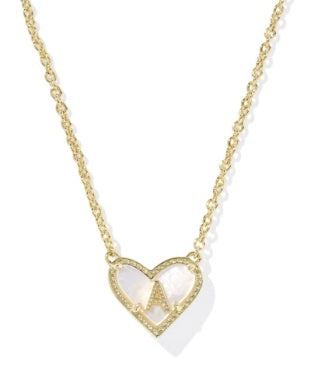 Heart Letter Pendant Necklace Gold