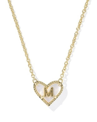 Heart Letter Pendant Necklace Gold