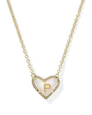 Heart Letter Pendant Necklace Gold