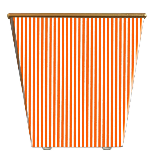 Seersucker Cachepot Candle - Orange & White