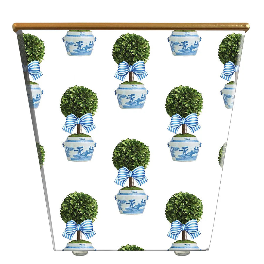 WHH Topiary Garden Striped Bow Cachepot Candle
