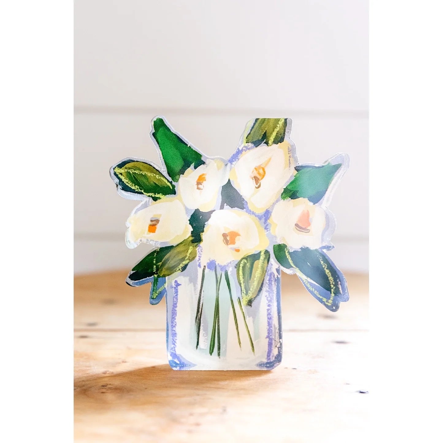 White Floral Acrylic Bloom Block - Bitty Block