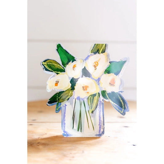 White Floral Acrylic Bloom Block - Bitty Block